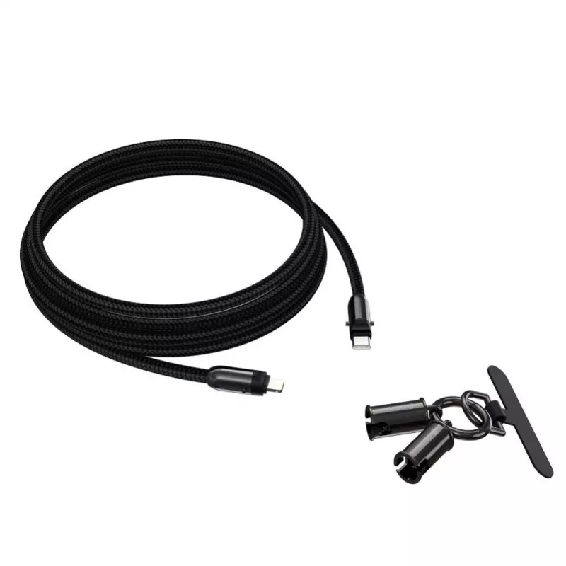 Devia 2-in-1 USB-C uz Lightning kabelis ar siksniņu 1.2m 27W Melns