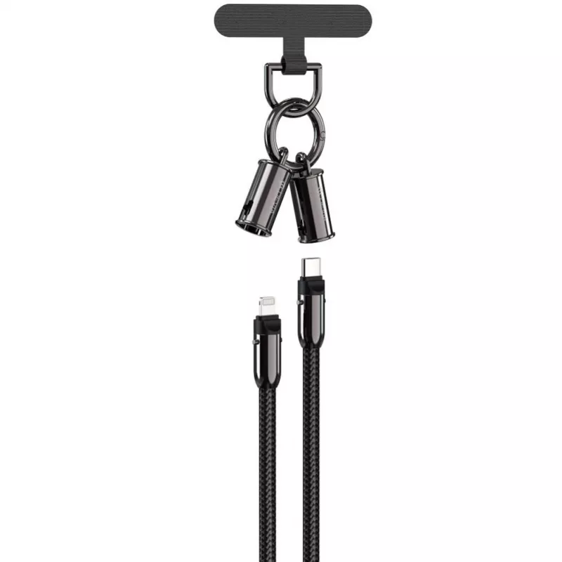 Devia 2-in-1 USB-C uz Lightning kabelis ar siksniņu 1.2m 27W Melns