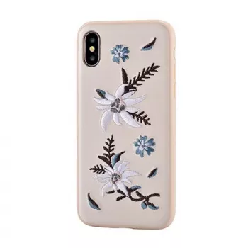 Devia Apple iPhone X / XS Flower Embroidery Case Jalam Series - Caurspīdīgs ar daudzkrāsainu ziedu izšuvumu