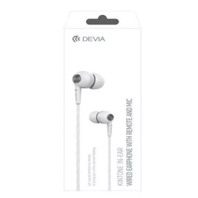 Devia Kintone vadu austiņas ar 3.5 mm ligzdu, baltas