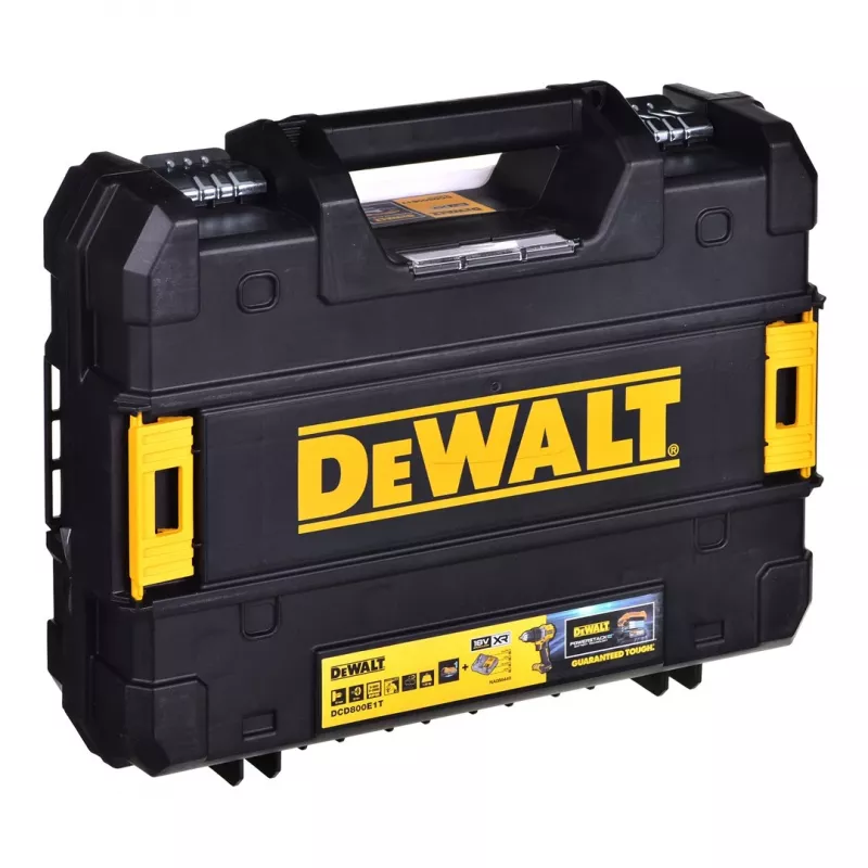 DEWALT 18V POWERSTACK bezsuku kombinētā urbjmašīna DCD800E1T 90Nm 1x1.7Ah TSTAK