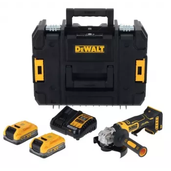 DEWALT DCG404S2T-QW 18V Bezvada Leņķa Slīpmašīna 125mm Bezsuku 2x4.0Ah XR Li-Ion Akumulatori un Lādētājs TSTAK Korpuss