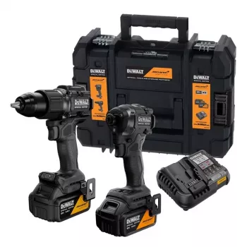 DEWALT DCK2222MM2T-QW 18V XR Bezsuku kombinētais urbjmašīnas un triecienskrūvgrieža komplekts ar 2x4.0Ah akumulatoriem, lādētāju un TSTAK II kasti