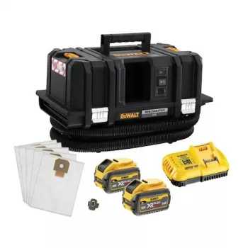 DEWALT DCV586MT2-QW Bezvadu M-klases putekļu sūcējs ar 2x 9.0Ah akumulatoriem un lādētāju