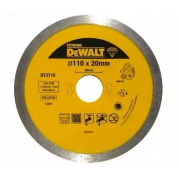 DEWALT DT3715-QZ 115 mm griešanas disks metālam un nerūsējošajam tēraudam, 1.0 mm plāns, 22.23 mm urbums, 80 m/s, 13300 RPM, 41. tipa plakanais, alumīnija oksīds, stiklšķiedras stiegrojums, EN 12413, 1 gab.