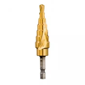 DEWALT DT5027-QZ HSS pakāpju urbis 4-12 mm, 9 pakāpieni, TiN pārklājums, sešstūra kāts