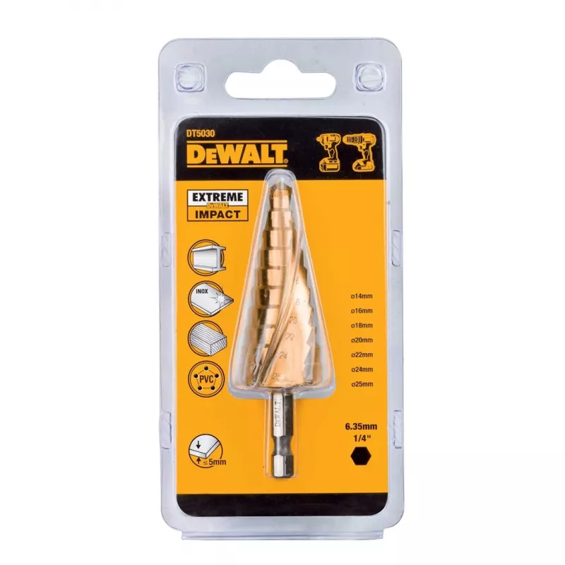 DeWALT DT5030-QZ Step Drill Bit 4-12 mm HSS Hex Shank
