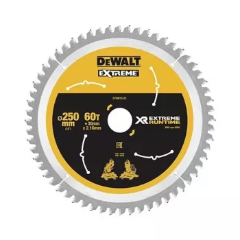 DEWALT DT99573 Ripzāģa asmens 250 mm 60 zobi TCT Smalkai griešanai Kokam, Saplāksnim, MDF, Skaidu plātnēm