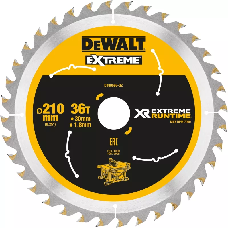 DEWALT Xtreme Runtime 210mm x 30mm 36T ripzāģa disks
