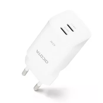 Dicota 2-Port GaN sienas lādētājs 65W UK balts