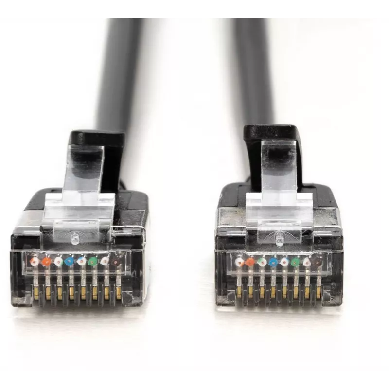 DIGITUS CAT 6A F-FTP Plāns Ielāpu Kabelis, 1 m, Melns, 10-Paka