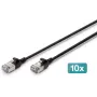 DIGITUS CAT 6A F-FTP Plāns Ielāpu Kabelis, 1 m, Melns, 10-Paka