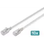 DIGITUS CAT 6A F-FTP plānais komutācijas kabelis, 1 m, pelēks, 10 gab., LSZH, 10Gbps