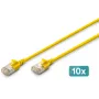DIGITUS CAT 6A F-FTP plāns ielāpu kabelis, 1 m, dzeltens, 10 gab., LSZH, 10 Gbps, 500 MHz