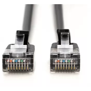 DIGITUS CAT 6A F-FTP Plāns Ielāpu Kabelis, 2 m, Melns, 10-Paka