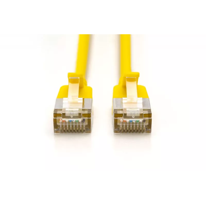 DIGITUS CAT 6A F/FTP plāns komutācijas kabelis, 2 m, dzeltens, 10 gab., LSZH, 10 Gbps, PoE++