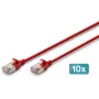DIGITUS CAT 6A F-FTP plāns savienojuma kabelis, 3 m, sarkans, 10 gab. iepakojums, LSZH, 10 Gbps, 500 MHz