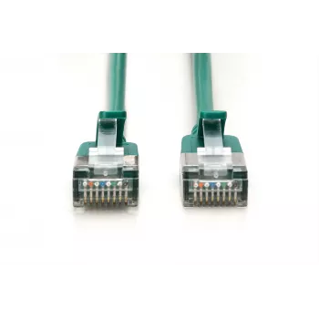 DIGITUS CAT 6A F/FTP plāns ielāpu kabelis, 5 m, zaļš, 10 iepakojumā, LSZH, 10GBase-T, bez aizķeršanās, PoE++