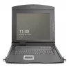 DIGITUS Modular 19 collu HD LCD KVM konsole ar 8 portu HDMI KVM slēdzi, skārienpaliktni, vācu tastatūras izkārtojumu