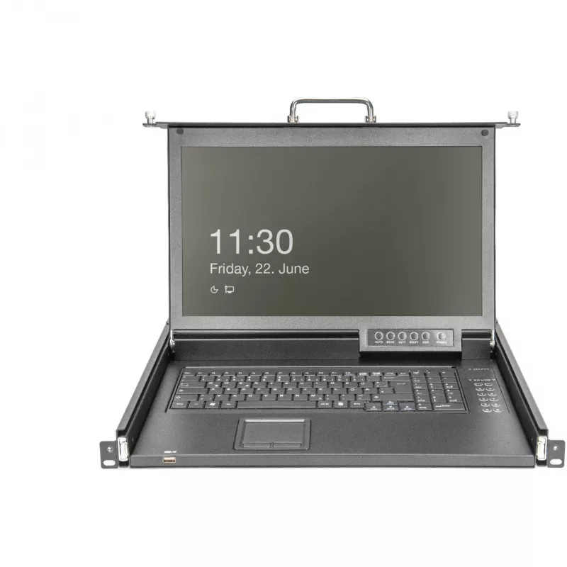 DIGITUS Modular Console 17 inch HD LCD, 8-Port CAT5 KVM, German Keyboard