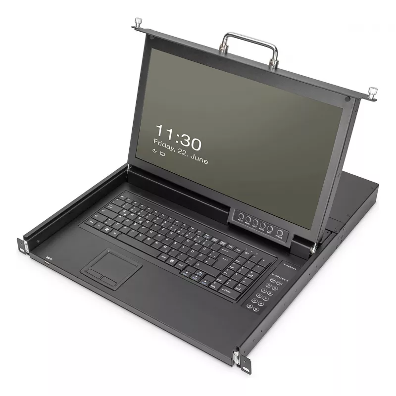 DIGITUS Modular Console 17 inch HD LCD, 8-Port CAT5 KVM, German Keyboard