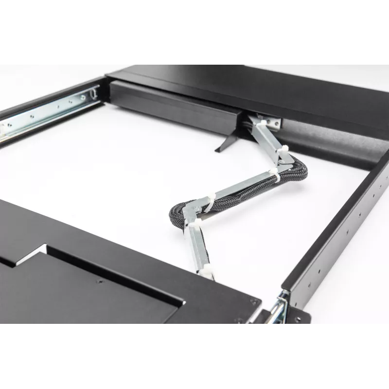DIGITUS modulāra HD LCD KVM konsole ar 17 inch TFT, 16 portu CAT 5 KVM savienojumu, skārienpaliktni, vācu klaviatūras izkārtojumu