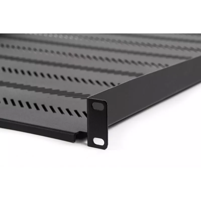 DIGITUS TN-19-550-1U-BK 19 inch Fiksēts plaukts skapim, 1U, 550 mm dziļš, 25 kg slodze, melns