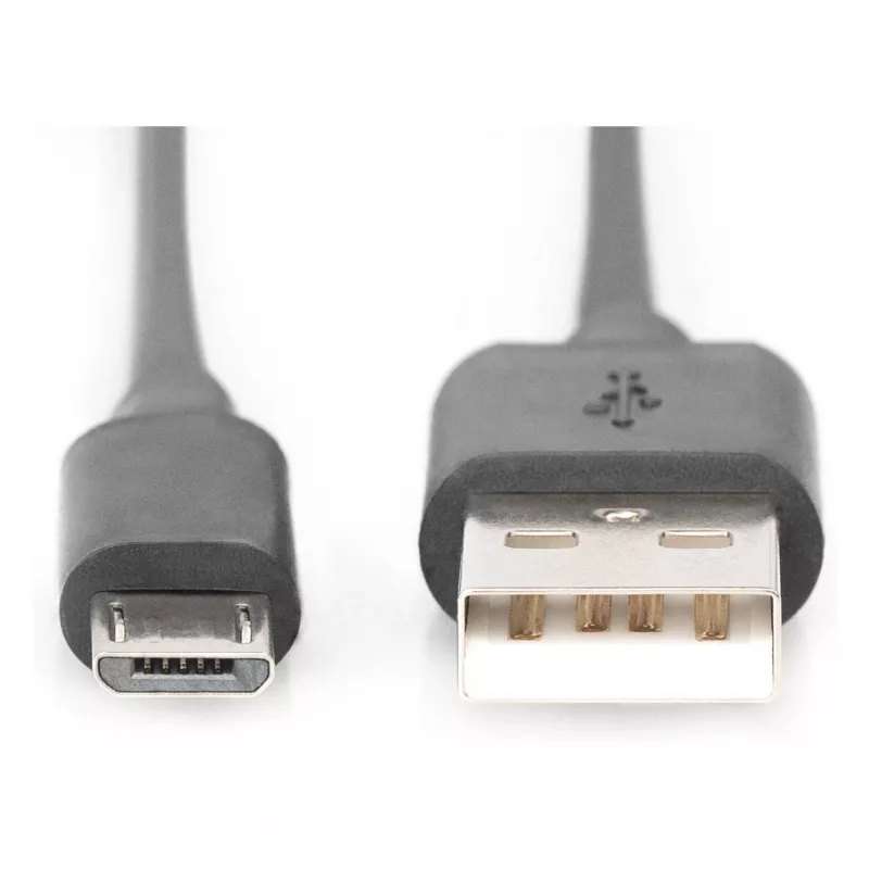 DIGITUS USB 2.0 kabelis Type A - Micro B vīriešu/vīriešu 1,8m Melns