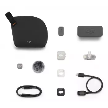DJI Mic Mini 2S bezvadu mikrofonu sistēma (1 raidītājs + 1 mobilais uztvērējs + uzlādes futrālis)
