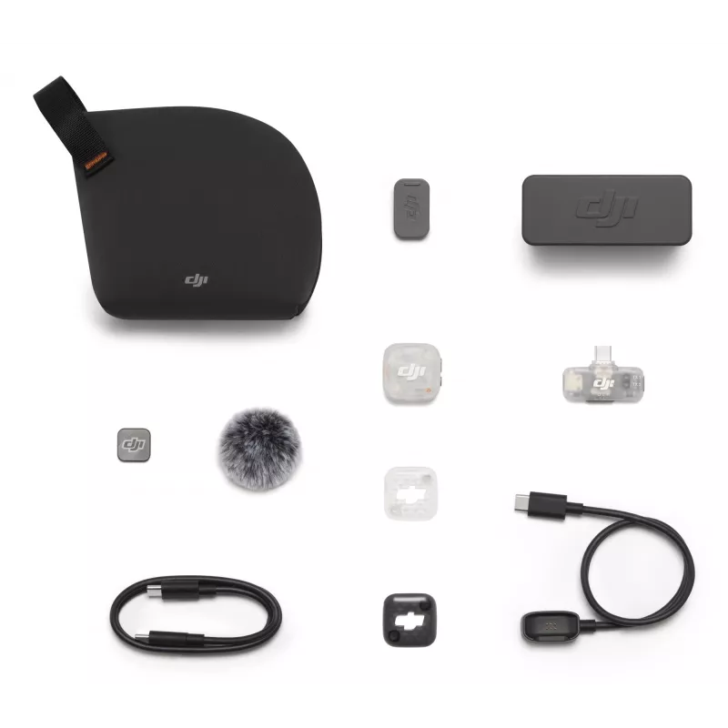 DJI Mic Mini 2S bezvadu mikrofonu sistēma (1 raidītājs + 1 mobilais uztvērējs + uzlādes futrālis)