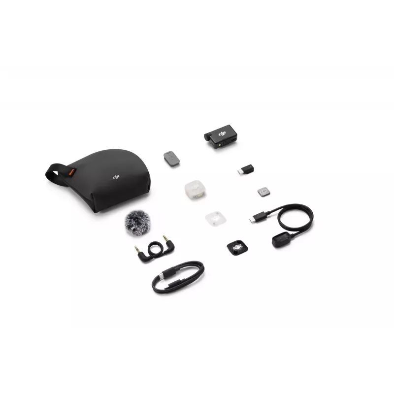DJI Mic Mini 2S bezvadu mikrofonu sistēma (1 TX + 1 RX) - 2.4GHz digitālā, 32-bit float ierakstīšana, 250m darbības rādiuss, OLED skārienekrāns, magnētiskais klips, kamerām un viedtālruņiem