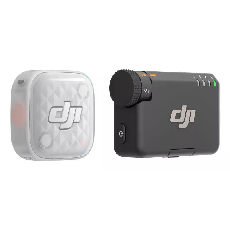 DJI Mic Mini 2S bezvadu mikrofonu sistēma (1 TX + 1 RX) - 2.4GHz digitālā, 32-bit float ierakstīšana, 250m darbības rādiuss, OLED skārienekrāns, magnētiskais klips, kamerām un viedtālruņiem