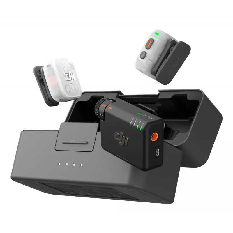 DJI Mic Mini 2S bezvadu mikrofonu sistēma (2 raidītāji + 1 uztvērējs + uzlādes futrālis)