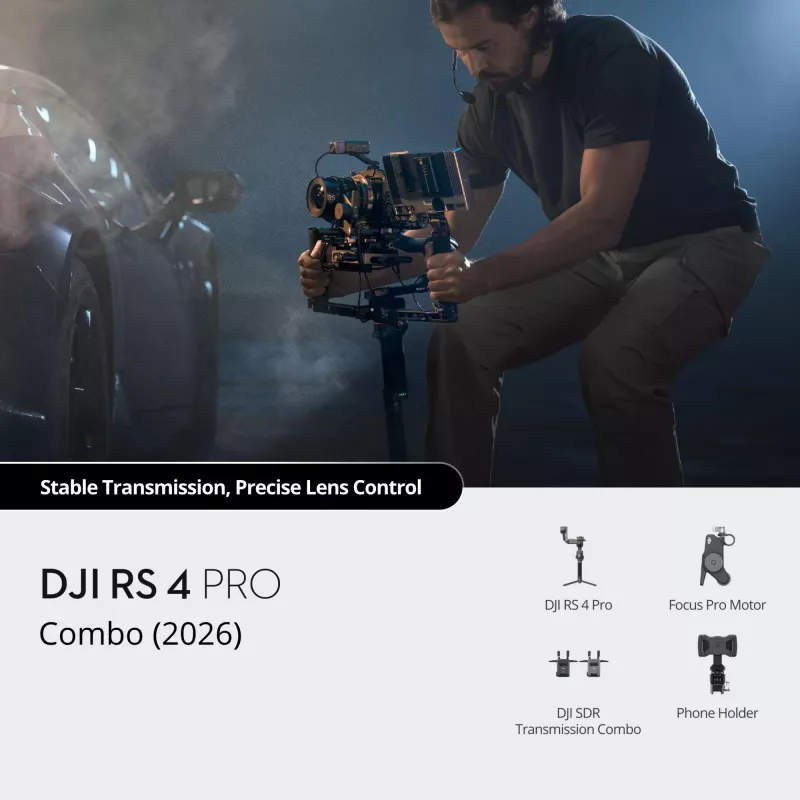 DJI RS 4 Pro Combo 2026 gimbala stabilizators ar attēla raidītāju un Focus Pro motoru