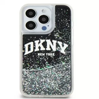 DKNY Apple iPhone 15 Pro 6,1 collu cietais vāciņš Liquid Glitter Big Logo melns