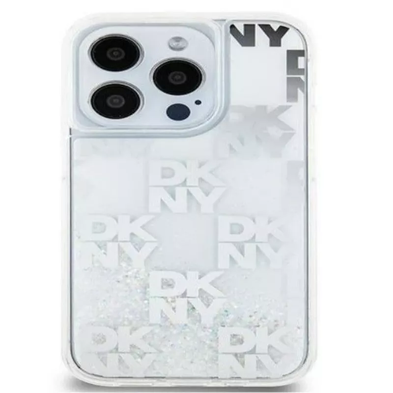 DKNY Apple iPhone 15 Pro Max 6,7 collu cietais vāciņš Liquid Glitter Multilogo balts