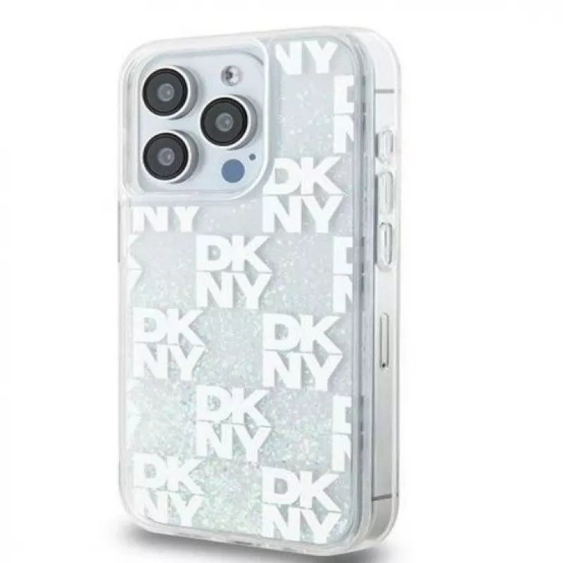 DKNY Apple iPhone 15 Pro Max 6,7 collu cietais vāciņš Liquid Glitter Multilogo balts