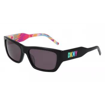 DKNY DK545S-002 Sieviešu taisnstūra saulesbrilles - Melns rāmis, pelēki gradienta lēcas 56mm