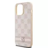 DKNY Ādas četrstūraina raksta un svītru maciņš iPhone 14 Pro Max - Rozā
