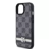 DKNY Ādas čeka raksta un drukātu svītru maciņš iPhone 15/14/13 - Melns
