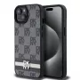 DKNY Ādas čeka raksta un drukātu svītru maciņš iPhone 15/14/13 - Melns
