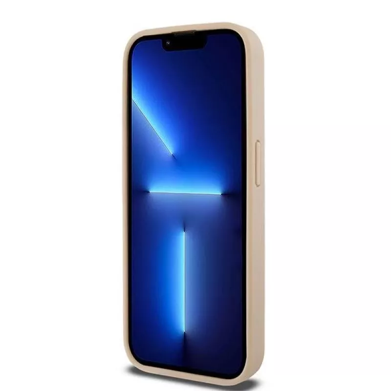 DKNY Ādas četrstūraina raksta un drukātu svītru maciņš iPhone 15 Pro Max - Rozā