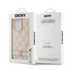 DKNY Ādas rūtainā mono raksta un svītrainā maciņa iPhone 15 Pro - Rozā