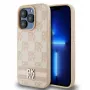 DKNY Ādas rūtainā mono raksta un svītrainā maciņa iPhone 15 Pro - Rozā