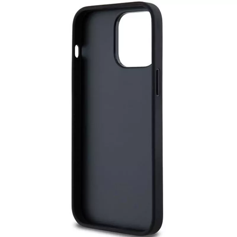 DKNY Leather Mono Stripe & Metal Logo maciņš Apple iPhone 14 Pro - Melns