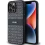 DKNY ādas Mono Stripe & metāla logotipa maciņš iPhone 14 Pro Max - melns