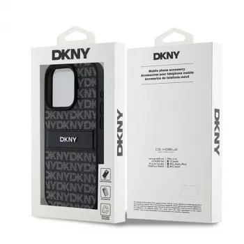 DKNY Ādas Mono Stripe & Metāla Logo Maciņš iPhone 15 Pro - Melns