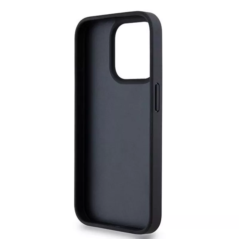 DKNY Ādas Mono Stripe & Metāla Logo Maciņš iPhone 15 Pro - Melns