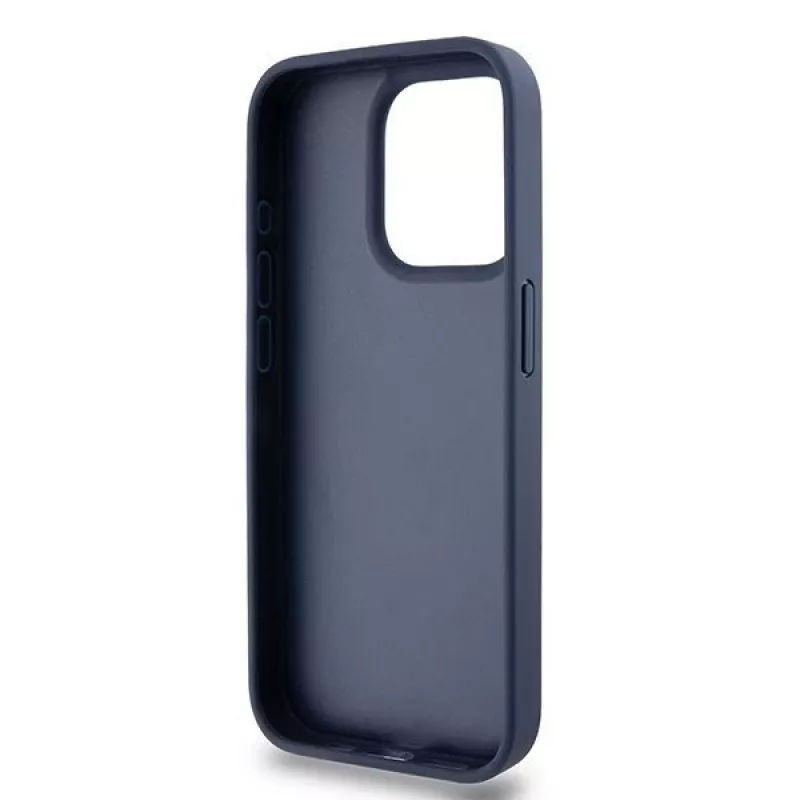 DKNY Leather Mono Stripe & Metal Logo Maciņš iPhone 15 Pro - Zils