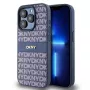 DKNY Leather Mono Stripe & Metal Logo Maciņš iPhone 15 Pro - Zils